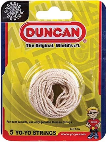 Vista 2 de Duncan Toys Yo-Yo de cuerda [Varios colores] - Paquete de 5 cuerdas de algodón para Yo-Yos de plástico y metal Colores surtidos