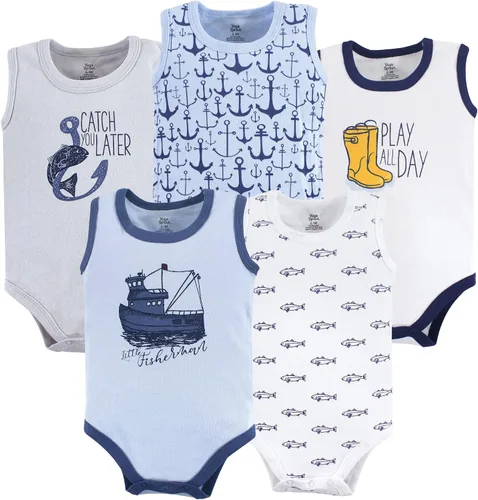 Vista 4 de Yoga Sprout Unisex Baby Cotton Bodysuit, 5 Pack Adventure