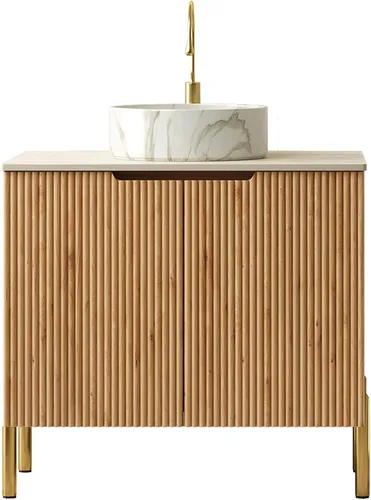 Vista 19 de Henf 28 Inch Bathroom Vanity with Ceramic Integrated Sink, Blue Bathroom Storage Cabinet with 2 Soft Close Doors,1 Tilt-Out Drawer,Reinforced Corner