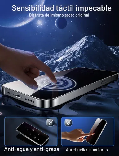 Vista 5 de ruwa Protector de pantalla de privacidad para iPhone 13 Pro Max/14 Plus [6.7 pulgadas] [2 unidades] Película de vidrio templado antiespía con marco