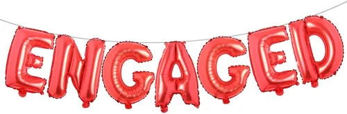 Vista 20 de Letras de globo AF multicolor de 16 pulgadas con letras de globos de compromiso para fiestas de compromiso (negro)