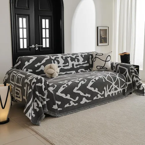 Vista 33 de MYSKY HOME - Funda extragrande para sillón de 1 cojín, lavable, protector de sofá con borlas, para mascotas y niños, 71 x 91 pulgadas, color beige