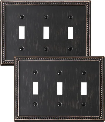 Vista 115 de Paquete de 2 cubiertas de placa de interruptor de luz de doble palanca, cubiertas decorativas de placa de doble interruptor Pearls, placa de pared