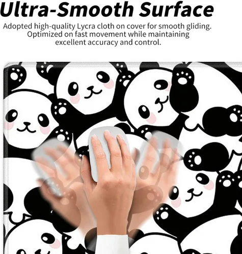 Vista 5 de Alfombrilla de escritorio grande para mouse XL extendida para juegos con lindo panda de 31.5 x 11.8 pulgadas, enormes alfombrillas de mouse