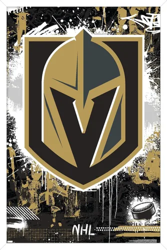 Vista 14 de Trends International NHL Vegas Golden Knights - Póster de pared con logotipo Maximalist 23 Versión enmarcada Barnwood