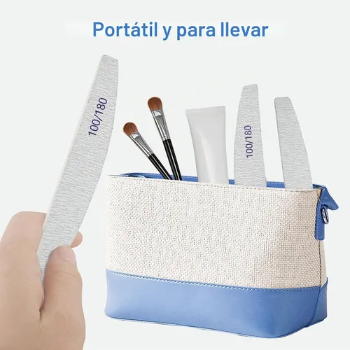 Vista 5 de Limas de uñas (paquete de 12), lima de uñas de madera de grano 100/180, lima de uñas de doble cara de madera Emory para uñas naturales, profesional