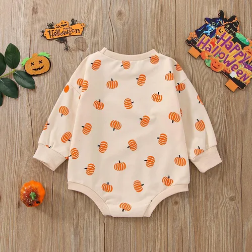 Vista 4 de Mameluco de calabaza para bebé recién nacido, para el primer Halloween y el primer traje de Halloween