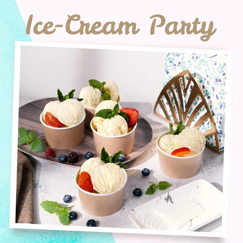 Vista 2 de MATICAN Vasos de papel para helado, 100 cuencos de postre desechables de 5.5 onzas para alimentos calientes o fríos, suministros de fiesta de 5.5