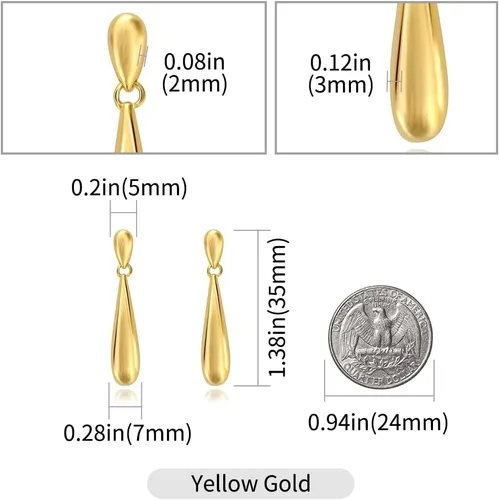 Vista 2 de Surrounded Forest Aretes de lágrima Aretes colgantes de oro para mujer, aretes colgantes de moda de lujo