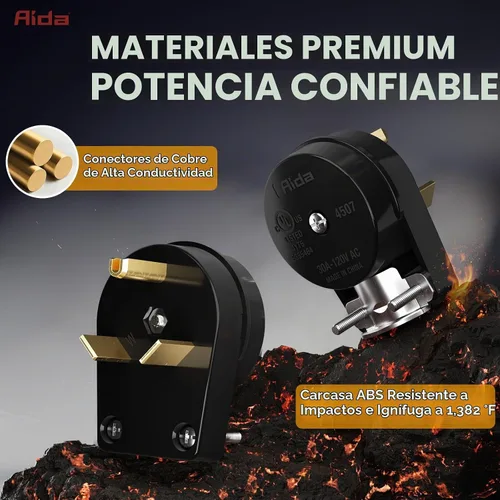 Vista 2 de AIDA Enchufe de repuesto para autocaravana de 30 amperios y 125 V, enchufe de ángulo resistente NEMA TT-30P, grado industrial autoconectado a tierra