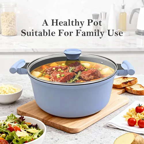 Vista 5 de Olla de vapor de 7 cuartos de galón para cocinar, olla grande con tapa, olla antiadherente con cesta de vapor de verduras y albóndigas, utensilios