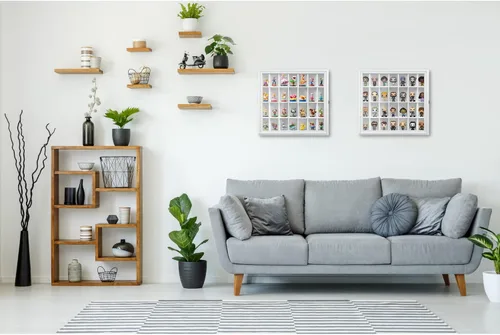 Vista 5 de Vitrina de vidrio de chupito de madera maciza, vitrina grande para coleccionables, accesorios para cuevas de hombre, puerta acrílica con protección