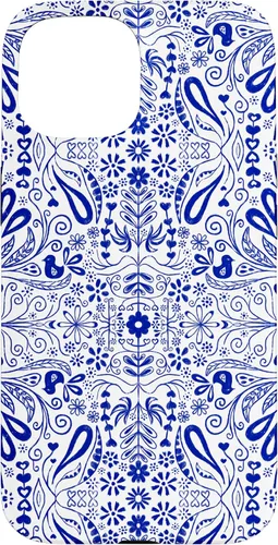 Vista 6 de Folk Art Pattern Blue Chinoiserie Birds Flowers Scandinavian Case for iPhone 17