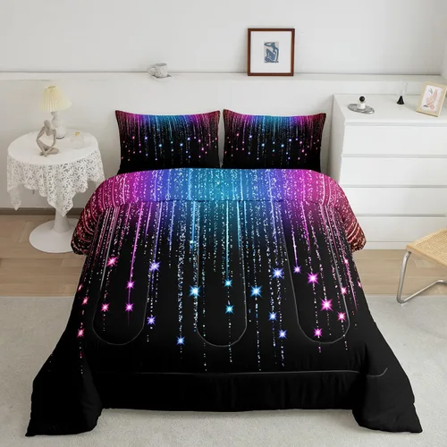 Vista 10 de Feelyou - Juego de edredón abstracto ombre, color azul y negro, juego de cama para adolescentes, para niños, mujeres y jóvenes, juego de edredón