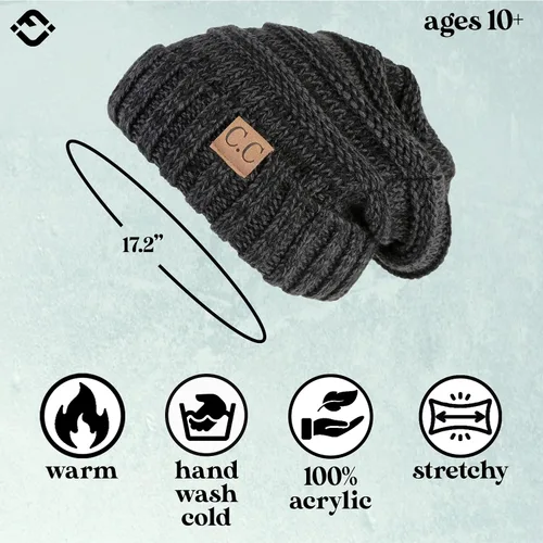 Vista 160 de Funky Junque Gorro de moda de punto trenzado de talla extragrande, grueso, abrigado, suave y holgado