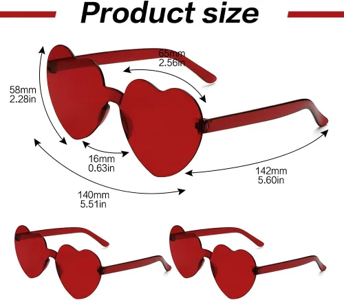 Vista 67 de Lentes de sol con forma de corazón, 2 pares de lentes de sol en forma de corazón, gafas de sol rave para mujeres, regalos de fiesta