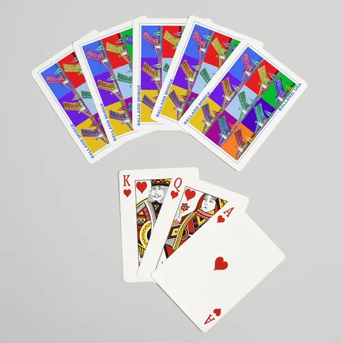 Vista 7 de Lantern Press Ballard Bridge, Seattle, WA, Pop Art, 52 Playing Cards for Adults, Poker Size Card Deck