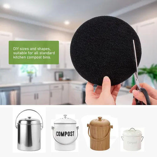 Vista 6 de Paquete de 10 filtros de carbón para cubo de abono de cocina, filtros de abono para reemplazo de cubos de contenedores de encimera