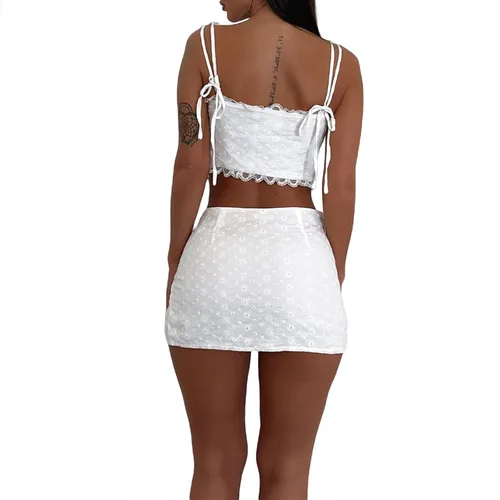 Vista 4 de Women Lace Trim Cami Tanks Sleeveless Tie Up Crop Shirt Tops Slim Fit Retro Open Front Cardigan Fairy Y2k Tank Top