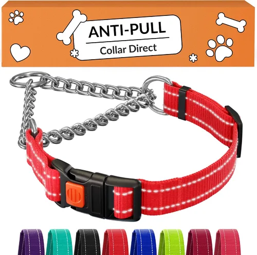 Vista 10 de CollarDirect Martingale - Collar para perro con cadena de acero inoxidable y hebilla de liberación rápida, collar reflectante para perros grandes