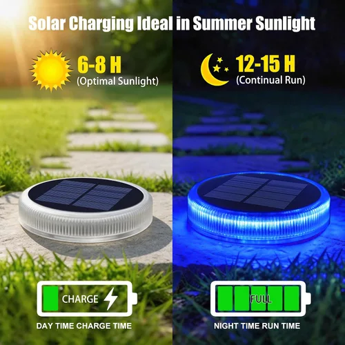 Vista 3 de YiLaie Luces Solares Azules para Muelle al Aire Libre Impermeables, Luces de Advertencia para Entrada Solares para Embarcaciones (Paquete de 4)