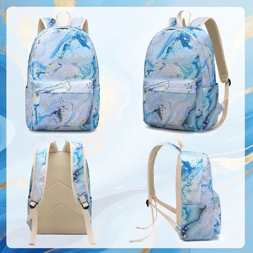 Vista 7 de BLUBOON Mochila escolar para niñas y adolescentes con lonchera y estuche para lápices compartimento para computadora portátil, mochila casual