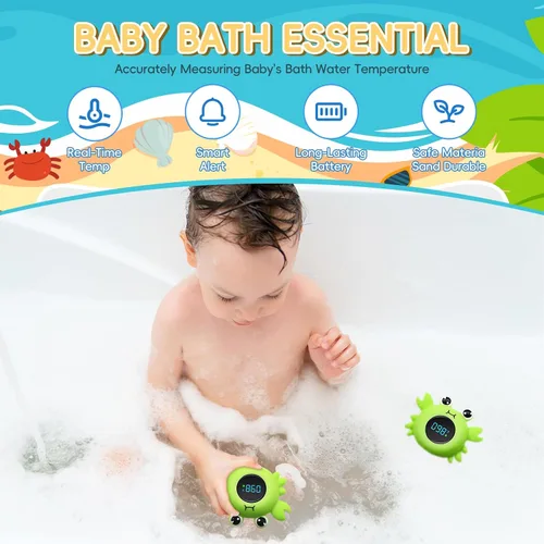 Vista 6 de b&h Termómetro de baño para bebé, lectura instantánea, lector digital de agua y temperatura ambiente, sensor de agua de seguridad para bebés