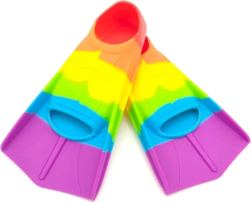 Vista 29 de Aletas de natación para niños, cómodas aletas de silicona para nadar y bucear, tamaño adecuado para principiantes, niños, niñas, niños y adultos
