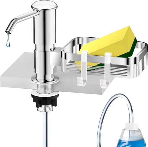Vista 8 de Dispensador de jabón integrado para fregadero de cocina, bomba dispensadora de jabón de encimera con kit de tubo de extensión de 47 pulgadas, no es