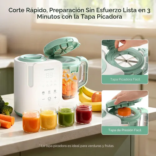 Vista 7 de Momcozy AutoMeal Procesador de Alimentos para Bebés – Procesador de Alimentos de Vapor y Mezcla Automática de Un Solo Paso, Taza Grande de 15 oz