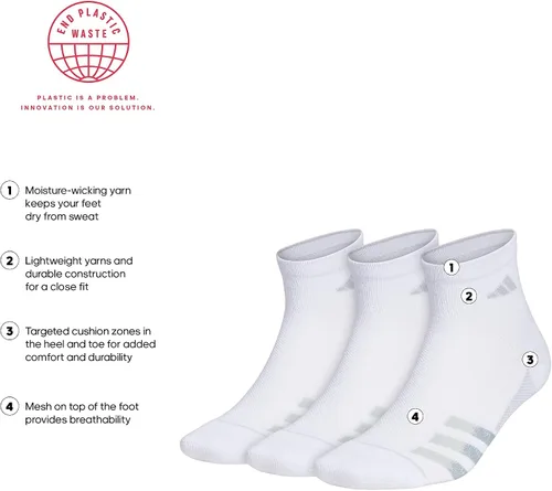 Vista 2 de adidas Calcetines Superlite Stripe de 3 cuartos para hombre 3 pares