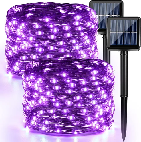Vista 10 de Brizled Guirnalda de luces solares de vid de 33 pies, 100 luces LED solares, 8 modos, hojas de hiedra artificial, luces solares de vid, luces