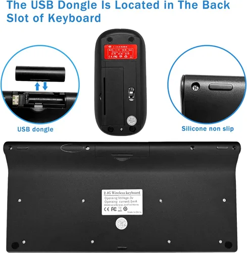 Vista 7 de Conjunto de teclado y mouse inalámbricos, teclado y mouse inalámbricos compactos, silenciosos, 2.4G, diseño ultrafino y elegante para Windows
