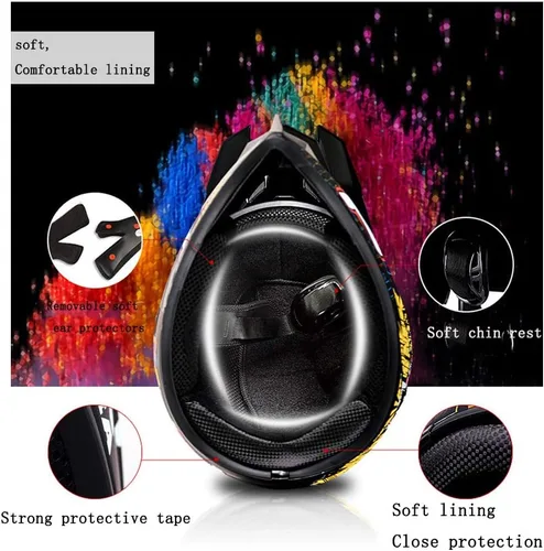 Vista 5 de Casco de motocross y cuatrimotos para bicicleta de tierra para hombres y mujeres; casco de competencia profesional certificado por DOT (naranja, XL)