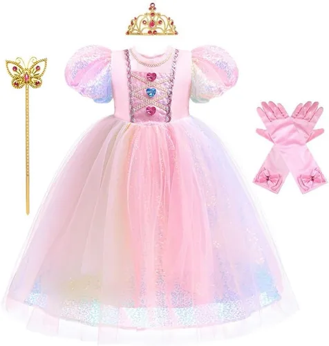 Vista 31 de REXREII Disfraz de princesa durmiente para niñas, disfraz de Halloween, cosplay, Navidad, fiesta de cumpleaños (accesorios)