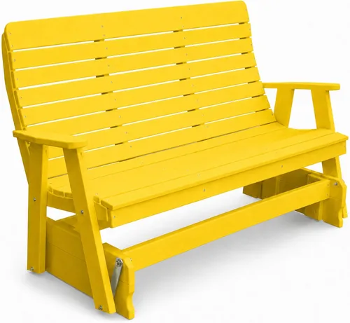 Vista 18 de Amish Made Antique Mahogany 4 ft Outdoor Glider Bench, HDPE Made in USA Fairfax Collection HDPE Poly Lumber Outdoor Glider Bench, All-Weather