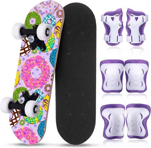 Vista 10 de Honoson Juego de 7 piezas de rodilleras, coderas y muñequeras para patinetas para principiantes y niños pequeños