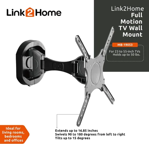 Vista 3 de Link2Home Soporte de pared para TV de movimiento completo premium para televisores de hasta 55 pulgadas, soportes de montaje para televisores LED