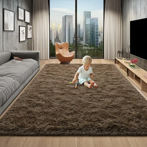 Vista 31 de Foxmas Alfombras de Área Suaves y Esponjosas para Dormitorio, Habitación de los Niños, Alfombra de Guardería de Felpa Peluda, Alfombras Peludas