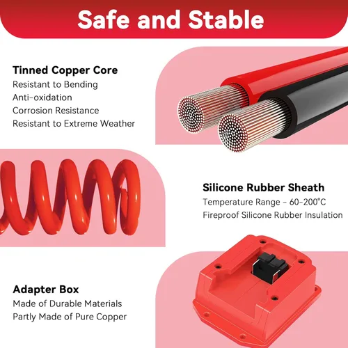 Vista 5 de Cable de puente para Milwaukee M18 18V, cables de arranque de batería portátiles, cables de refuerzo de batería automotriz para arrancar