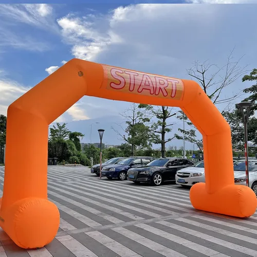 Vista 5 de Naranja inflable del arco de la línea de meta del comienzo de los 20ft con el ventilador potente, arco inflable del hexágono para el comercio