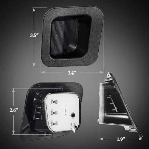 Vista 4 de Ensemble de luces LED Partsam para matrícula con carcasa negra ahumada Compatible con Dodge Ram 1500 2500 3500 2003-2018 para camioneta Pickup