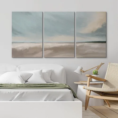 Vista 72 de wall26 Lienzo enmarcado para pared, juego de arte de acuarela pastel, paisaje rural, ilustraciones con formas abstractas, arte moderno, decorativo