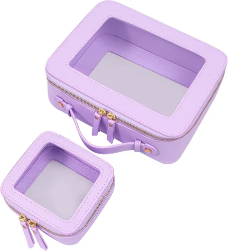 Vista 9 de LETGO Bolsas de Maquillaje Transparentes, Bolsa de Aseo Aprobada por la TSA con Cierre, Organizador de Maquillaje Transparente de Gran Capacidad