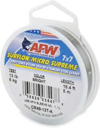 Vista 11 de American Fishing Wire Surflon Micro Supreme Nylon recubierto 7x7 de acero inoxidable, líder en alambres anudables para pesca en agua salada, pesca