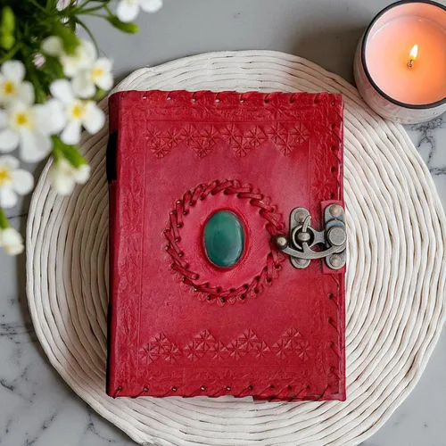 Vista 2 de Libro de Cuero de las Sombras Diario en Cuero Genuino encuadernado para mujeres y hombres, libro de hechizos cuaderno para viajar Cuaderno de Azul