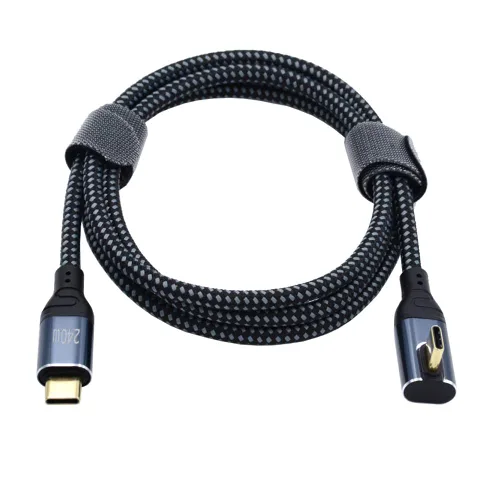 Vista 9 de Cable USB-C de 240 W tipo C 480 Mbps 48 V 5 A de perfil bajo en ángulo de 90 grados compatible con USB 2.0 100 W de carga para portátil, tableta