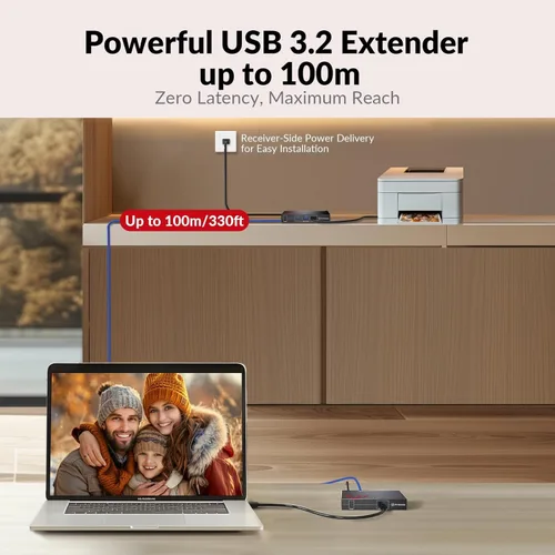 Vista 11 de Extensor USB AV Access con Alimentación por Cable Cat5e/6/6a/7 hasta 196 pies/60m, Extensor USB 2.0 de 4 Puertos por Ethernet, Plug and Play