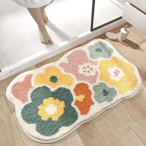 Vista 11 de Tapete de baño, extra suave, de alta absorción, antideslizante, de felpa, lavable a máquina, ideal para suelo de baño, bañera y ducha, 15.75 x 23.62