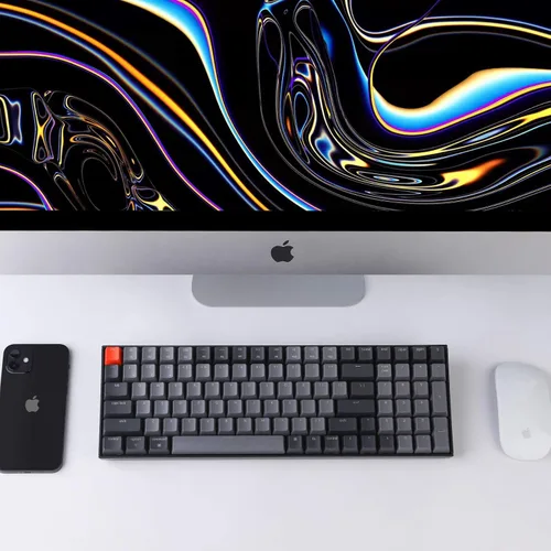 Vista 2 de Keychron K4 96% diseño 100 teclas inalámbrico Bluetooth 5.1teclado mecánico USB con cable Gateron G Pro azul interruptor retroiluminación LED blanca